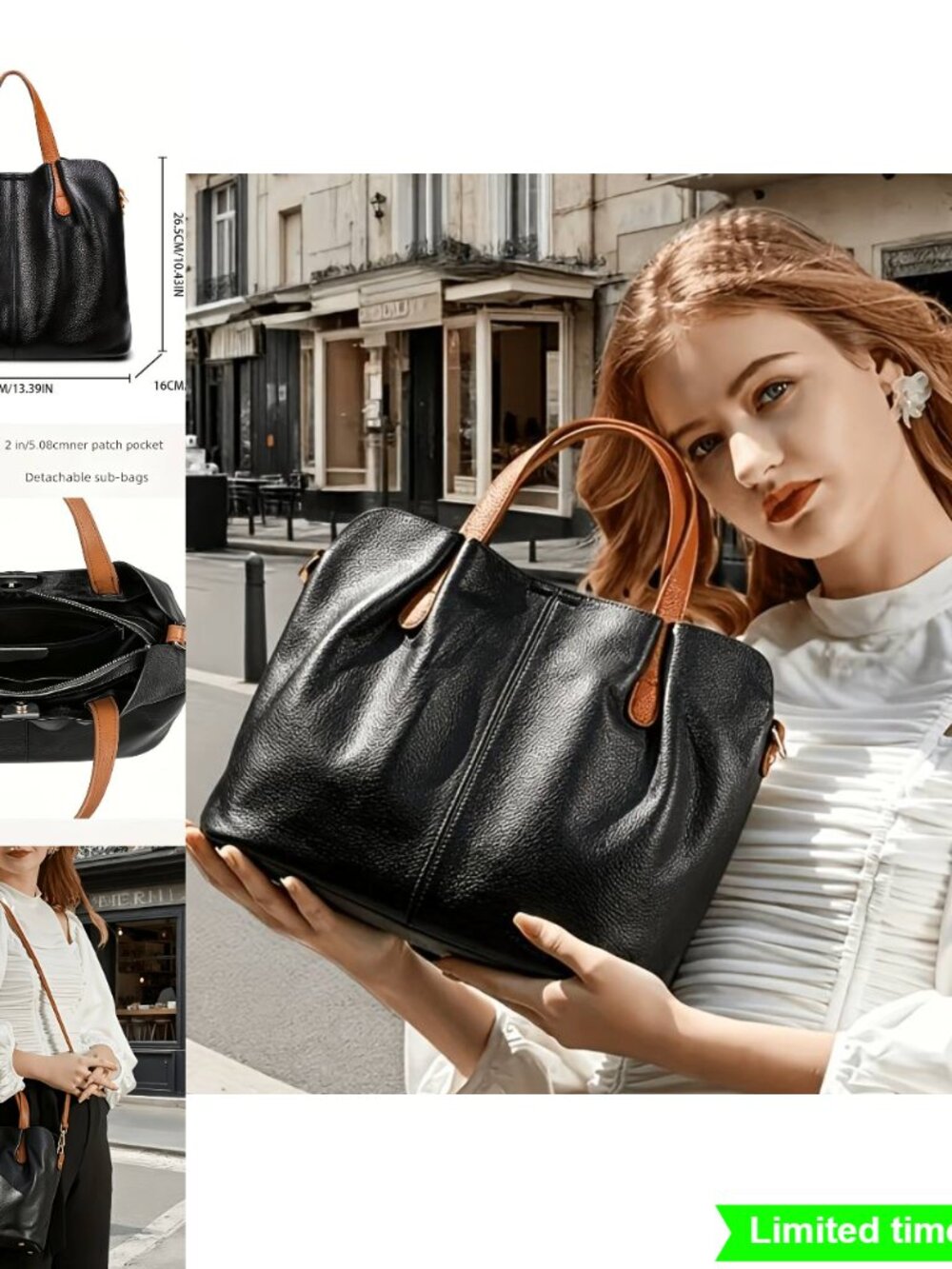 Genuine Leather Handbag Large Capacity Crossbody Shoulder Bag